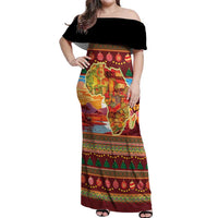 African Heritage and Celebrated Christmas Off Shoulder Maxi Dress - Wonder Print Shop