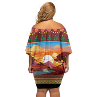 African Heritage and Celebrated Christmas Off Shoulder Short Dress - Wonder Print Shop