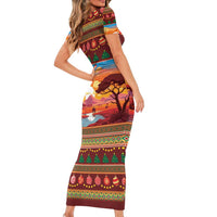 African Heritage and Celebrated Christmas Short Sleeve Bodycon Dress - Wonder Print Shop
