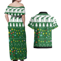 Giraffe Autism Couples Matching Off Shoulder Maxi Dress and Hawaiian Shirt Seeing The World From Different Angles - Wonder Print Shop