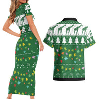 Giraffe Autism Couples Matching Short Sleeve Bodycon Dress and Hawaiian Shirt Seeing The World From Different Angles - Wonder Print Shop
