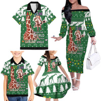 Giraffe Autism Family Matching Off The Shoulder Long Sleeve Dress and Hawaiian Shirt Seeing The World From Different Angles - Wonder Print Shop