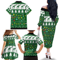 Giraffe Autism Family Matching Off The Shoulder Long Sleeve Dress and Hawaiian Shirt Seeing The World From Different Angles - Wonder Print Shop