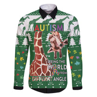 Giraffe Autism Family Matching Off The Shoulder Long Sleeve Dress and Hawaiian Shirt Seeing The World From Different Angles - Wonder Print Shop