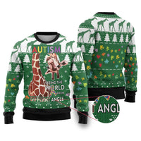 Giraffe Autism Ugly Christmas Sweater Seeing The World From Different Angles - Wonder Print Shop