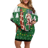 Giraffe Autism Off Shoulder Short Dress Seeing The World From Different Angles - Wonder Print Shop