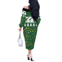 Giraffe Autism Off The Shoulder Long Sleeve Dress Seeing The World From Different Angles - Wonder Print Shop