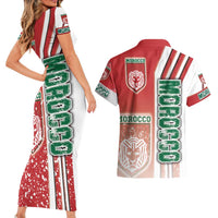 Morocco Football Couples Matching Short Sleeve Bodycon Dress and Hawaiian Shirt Atlas Lions Soccer - Road To Champion