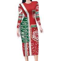 Morocco Football Family Matching Long Sleeve Bodycon Dress and Hawaiian Shirt Atlas Lions Soccer - Road To Champion