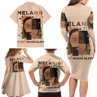 Melanin Every Shade Slays Family Matching Long Sleeve Bodycon Dress and Hawaiian Shirt African Women
