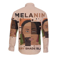 Melanin Every Shade Slays Long Sleeve Button Shirt African Women