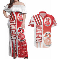 Tunisia Football Couples Matching Off Shoulder Maxi Dress and Hawaiian Shirt Eagles of Carthage Soccer - Road To Champion