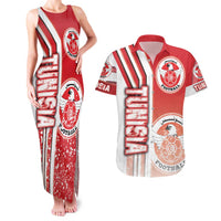 Tunisia Football Couples Matching Tank Maxi Dress and Hawaiian Shirt Eagles of Carthage Soccer - Road To Champion