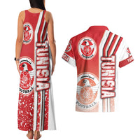 Tunisia Football Couples Matching Tank Maxi Dress and Hawaiian Shirt Eagles of Carthage Soccer - Road To Champion