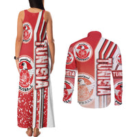 Tunisia Football Couples Matching Tank Maxi Dress and Long Sleeve Button Shirt Eagles of Carthage Soccer - Road To Champion