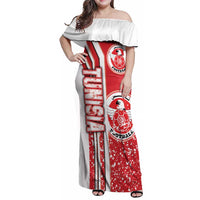 Tunisia Football Family Matching Off Shoulder Maxi Dress and Hawaiian Shirt Eagles of Carthage Soccer - Road To Champion