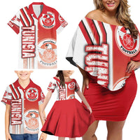 Tunisia Football Family Matching Off Shoulder Short Dress and Hawaiian Shirt Eagles of Carthage Soccer - Road To Champion