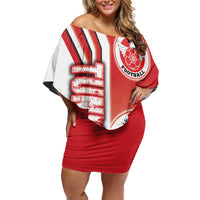 Tunisia Football Off Shoulder Short Dress Eagles of Carthage Soccer - Road To Champion