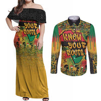 African Map Graffiti Couples Matching Off Shoulder Maxi Dress and Long Sleeve Button Shirt Know You Roots - Wonder Print Shop