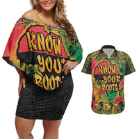 African Map Graffiti Couples Matching Off Shoulder Short Dress and Hawaiian Shirt Know You Roots - Wonder Print Shop