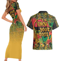 African Map Graffiti Couples Matching Short Sleeve Bodycon Dress and Hawaiian Shirt Know You Roots - Wonder Print Shop