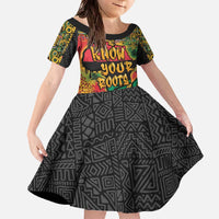 African Map Graffiti Family Matching Off The Shoulder Long Sleeve Dress and Hawaiian Shirt Know You Roots - Wonder Print Shop