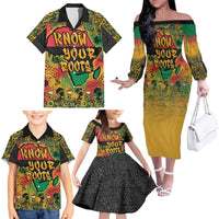 African Map Graffiti Family Matching Off The Shoulder Long Sleeve Dress and Hawaiian Shirt Know You Roots - Wonder Print Shop