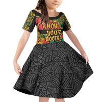 African Map Graffiti Family Matching Off Shoulder Short Dress and Hawaiian Shirt Know You Roots - Wonder Print Shop