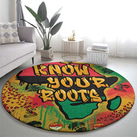 African Map Graffiti Round Carpet Know You Roots