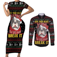 Give Your Heart Pitbull Dog Couples Matching Short Sleeve Bodycon Dress and Long Sleeve Button Shirt The Will Never Break It - Wonder Print Shop