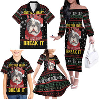 Give Your Heart Pitbull Dog Family Matching Off The Shoulder Long Sleeve Dress and Hawaiian Shirt The Will Never Break It - Wonder Print Shop