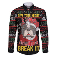 Give Your Heart Pitbull Dog Family Matching Off The Shoulder Long Sleeve Dress and Hawaiian Shirt The Will Never Break It - Wonder Print Shop