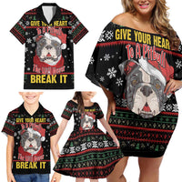 Give Your Heart Pitbull Dog Family Matching Off Shoulder Short Dress and Hawaiian Shirt The Will Never Break It - Wonder Print Shop