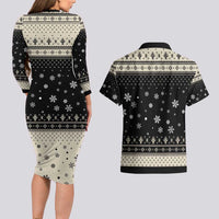 Cavalier King Charles Spaniel Xmas Ball Couples Matching Long Sleeve Bodycon Dress and Hawaiian Shirt Christmas Dog Lovers - Wonder Print Shop