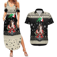 Cavalier King Charles Spaniel Xmas Ball Couples Matching Summer Maxi Dress and Hawaiian Shirt Christmas Dog Lovers - Wonder Print Shop