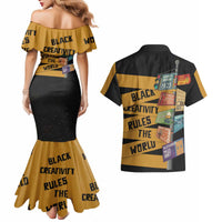 Black Creativity Rules The World Couples Matching Mermaid Dress and Hawaiian Shirt African Creativity - Wonder Print Shop