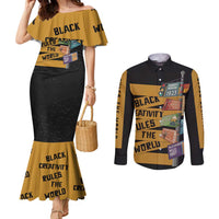 Black Creativity Rules The World Couples Matching Mermaid Dress and Long Sleeve Button Shirt African Creativity