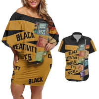 Black Creativity Rules The World Couples Matching Off Shoulder Short Dress and Hawaiian Shirt African Creativity - Wonder Print Shop