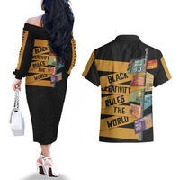Black Creativity Rules The World Couples Matching Off The Shoulder Long Sleeve Dress and Hawaiian Shirt African Creativity - Wonder Print Shop