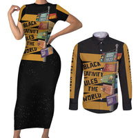Black Creativity Rules The World Couples Matching Short Sleeve Bodycon Dress and Long Sleeve Button Shirt African Creativity - Wonder Print Shop