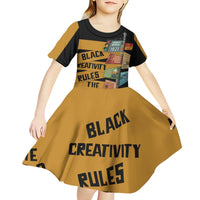 Black Creativity Rules The World Kid Short Sleeve Dress African Creativity - Wonder Print Shop