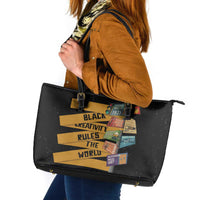 Black Creativity Rules The World Leather Tote Bag African Creativity - Wonder Print Shop