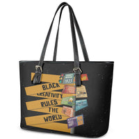 Black Creativity Rules The World Leather Tote Bag African Creativity - Wonder Print Shop