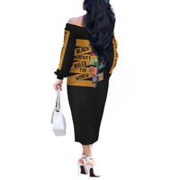 Black Creativity Rules The World Off The Shoulder Long Sleeve Dress African Creativity - Wonder Print Shop