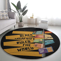 Black Creativity Rules The World Round Carpet African Creativity