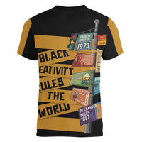Black Creativity Rules The World Women V-Neck T-Shirt African Creativity - Wonder Print Shop