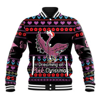 Flamingo Im Dreaming Of A Pink Christmas Baseball Jacket - Wonder Print Shop