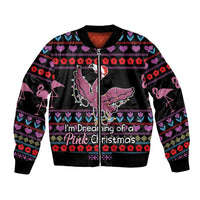 Flamingo Im Dreaming Of A Pink Christmas Bomber Jacket - Wonder Print Shop