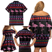Flamingo Im Dreaming Of A Pink Christmas Family Matching Off Shoulder Short Dress and Hawaiian Shirt - Wonder Print Shop