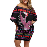 Flamingo Im Dreaming Of A Pink Christmas Family Matching Off Shoulder Short Dress and Hawaiian Shirt - Wonder Print Shop